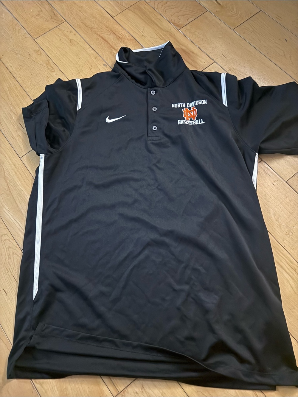 Nike Black North Davidson Basketball Polo with White Trim